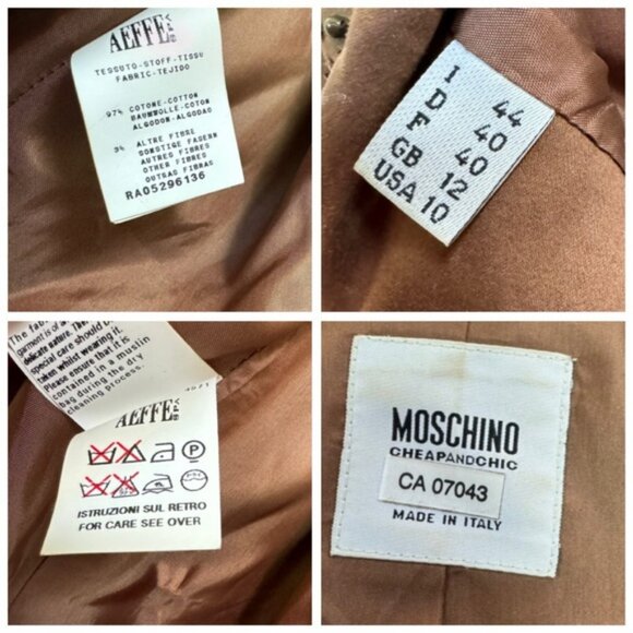 Moschino Beaded Cotton Peplum Blazer Jacket Cheap & Chic Snaps Ruffles Neutral - Picture 12 of 16